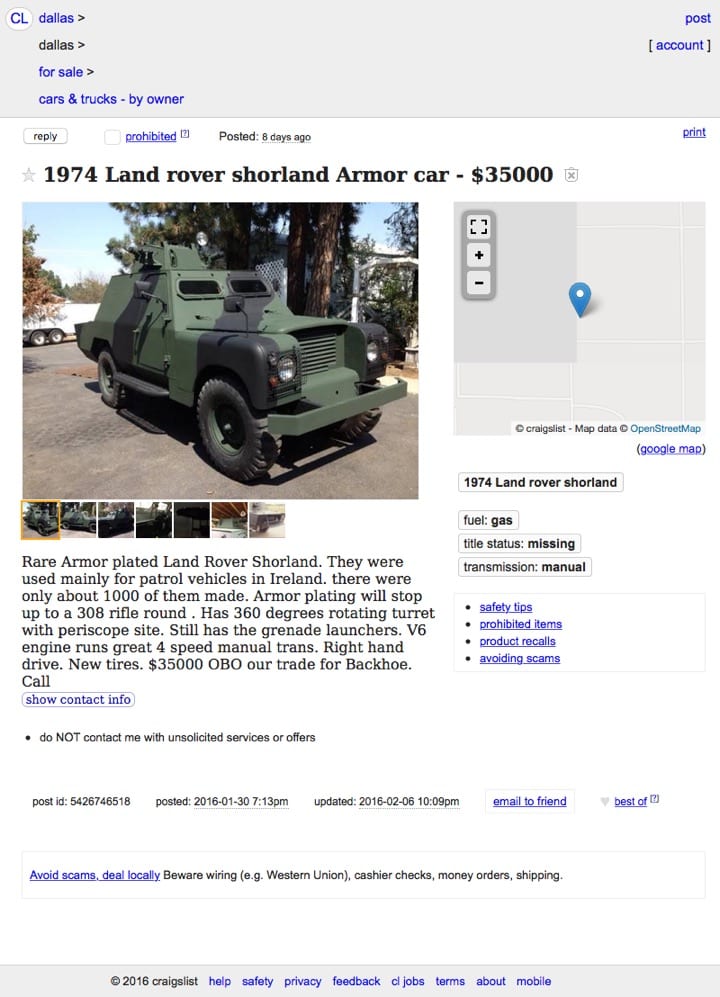 1974 Land rover shorland Armor car