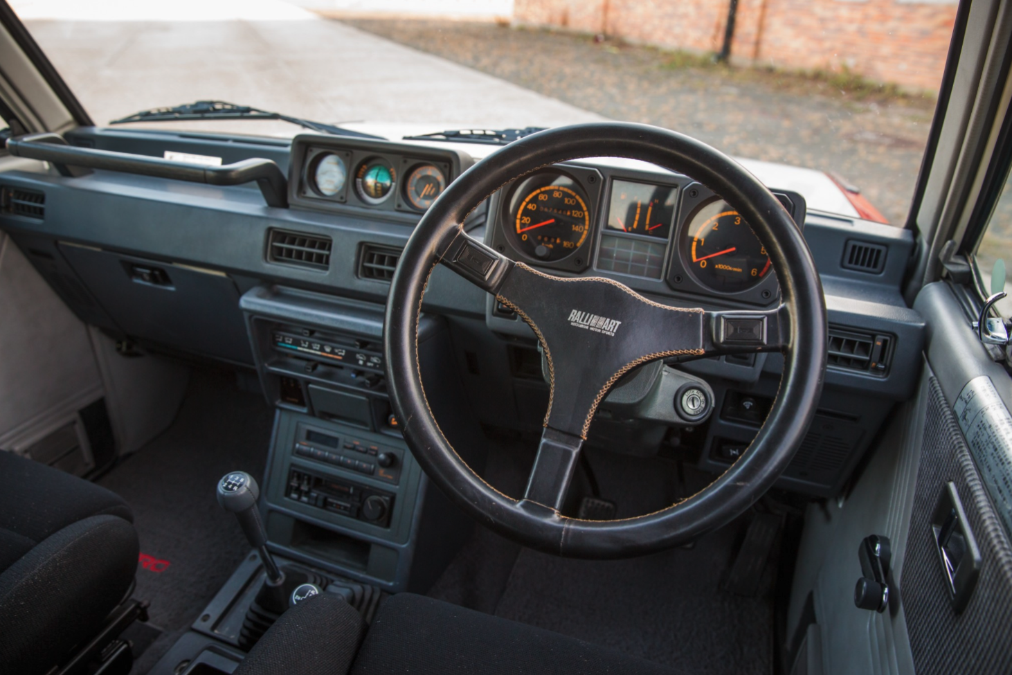 The 1988 Paris Dakar Edition Pajero interior steering wheel