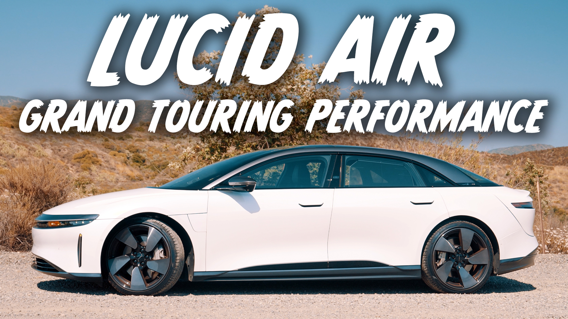 lucid air grand touring performance on the side of the road
